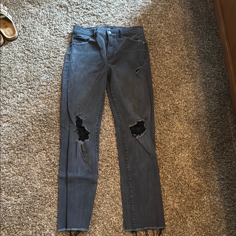 Express Black Distressed Skinny Jeans